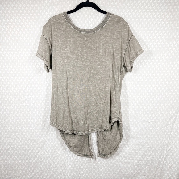 Anthropologie Pilcro Green Space Dye Tie Back Short Sleeve Top - Picture 1 of 4